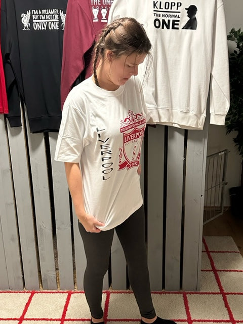 Hoodie Liverpool logo med Tekst på langs