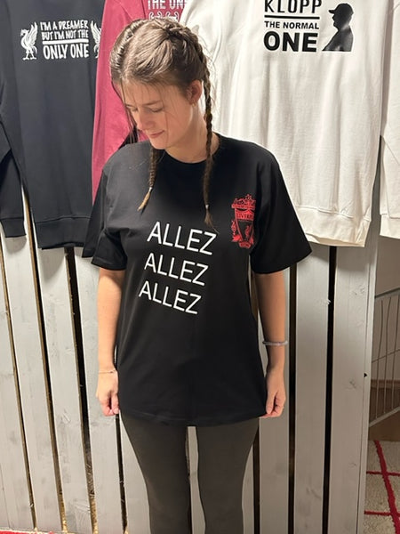 Hoodie ALLEZ ALLEZ ALLEZ med Liverpool Logo (Billede er vist med T-shirt)